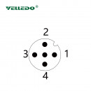 Соединитель кабельный VELLEDQ M12-M05T-2.0PVC/BK (вилка)