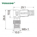Соединитель кабельный VELLEDQ M8-M03S-10.0PVC/BK (вилка)