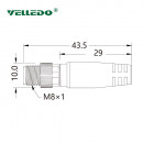 Соединитель кабельный VELLEDQ M8-M03T-10.0PVC/BK (вилка)