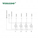 Распределительная коробка VELLEDQ M12-A3-4K4-3.0TL/GY